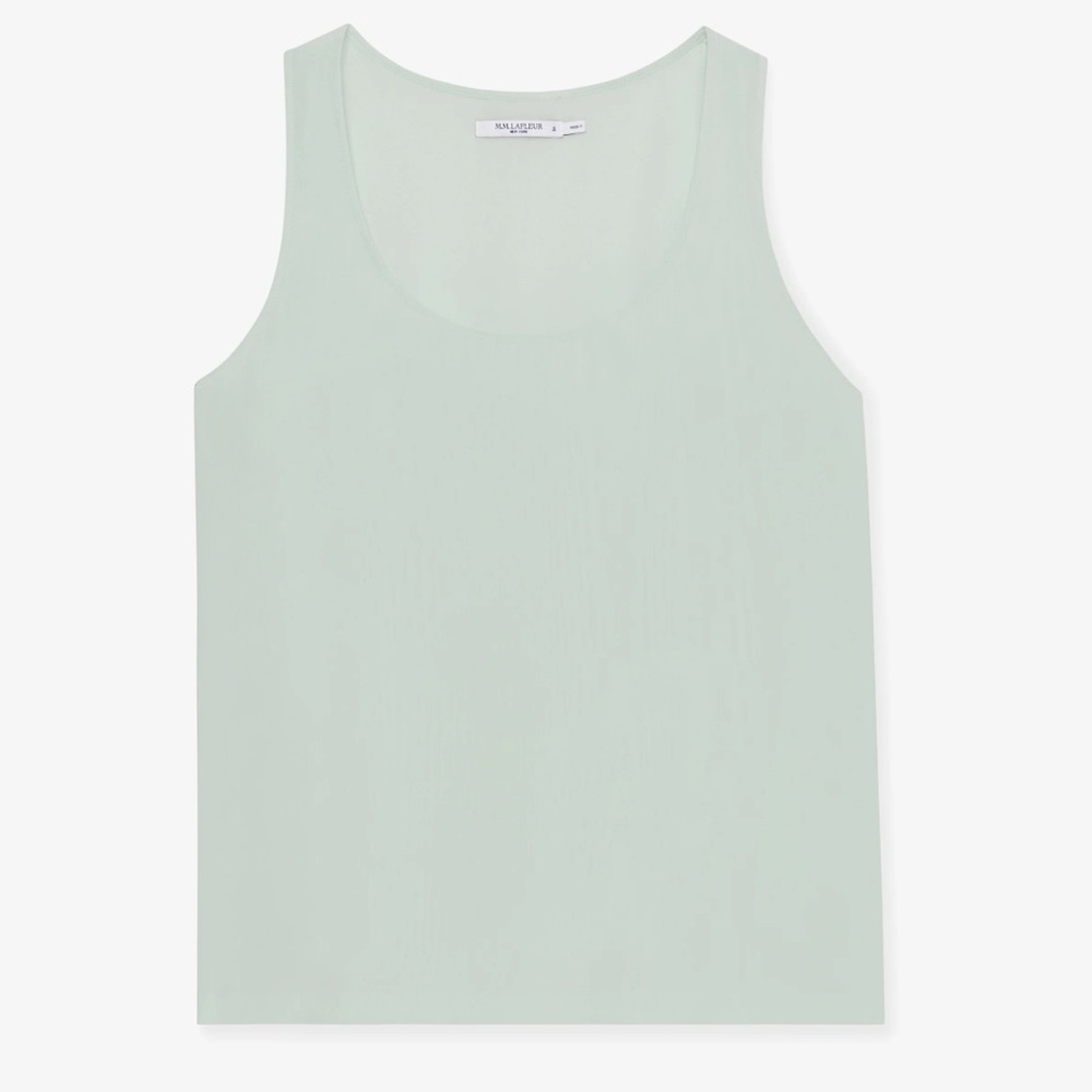 MM Lafleur Vicky Washable Silk Scoop Neck Mint Green Tank Top Size Small